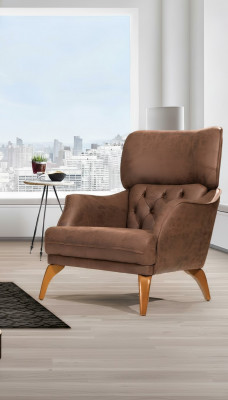 Luxus Sëtz Stillessel Lieder Braun Wunnzëmmer Polyester Einsëtzer