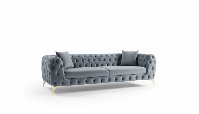 Modernt Chesterfield Drësëtz-Miwwel Edelstol Polyester Wunnzëmmermiwwel