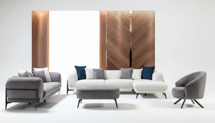 Modern Couchgarnitur Ecksofa L-Form Sofae Dräisëtzer Fauteuil Stoffmiwwel