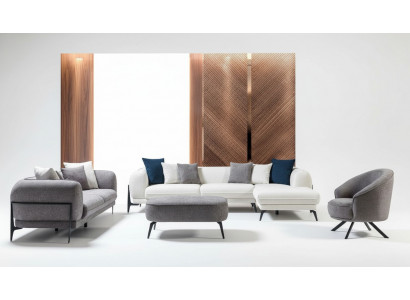 Modern Couchgarnitur Ecksofa L-Form Sofae Dräisëtzer Fauteuil Stoffmiwwel