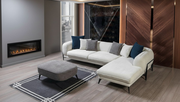 Wäisst Eckcanapé L-Form Couch Wunnzëmmer Couchen Canapéë Modern Canapéë