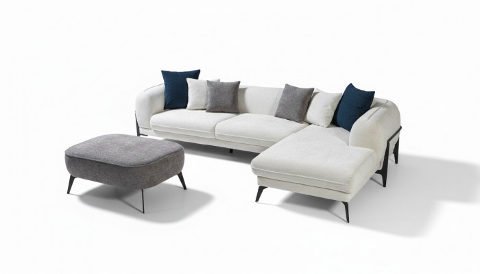 Wäisst Eckcanapé L-Form Couch Wunnzëmmer Couchen Canapéë Modern Canapéë