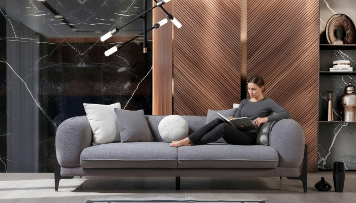 Wunnzëmmermëbelen Luxus Dräisiwwer Canapé Stoftmëbelen Modern Couchen Edelstol
