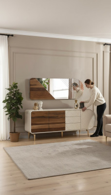 Moderne Sideboard Kommoden Holzschaf Edelstolmiwwel Wäiss Luxus Miwwelen