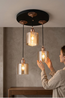 Léier Lüster Luuchtendëtt Deckenluucht Deckenlampe Luucht Modern Gold Nei