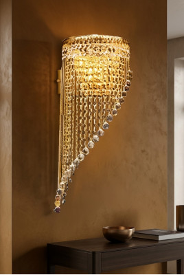 Luxus Goldene Krëistleuchter Plafongsjelampen Hängeleuchtenschirm Hängelechterliicht