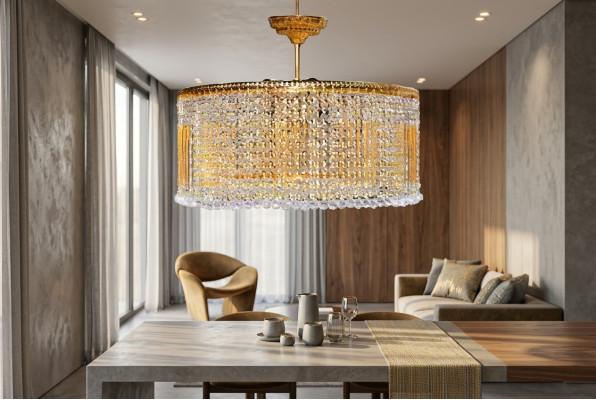 Luxus Luster Krounluchter Plafongsbeliichtung Plafongslicht Lampe Gold Luucht