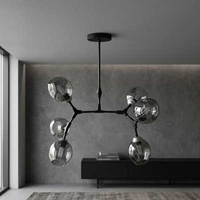 Plafonnière Lüster Krounläuchtter Plafongsbeliichtung Modern Glas Schwaarz Nei