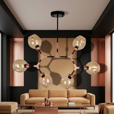 Plaffongsliichter Lüster Kroneluchter Plaffongsliichter Modern Glas Beige Nei