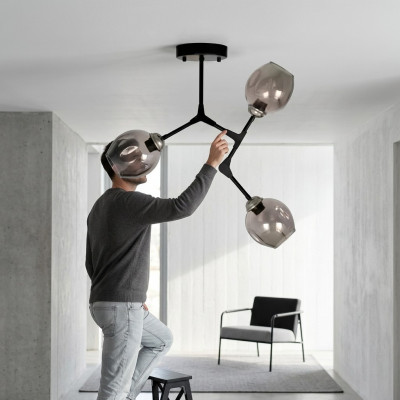 Kronluucht Lüster Plafongslampe Plafongsliicht Lampe Modern Schwaarz