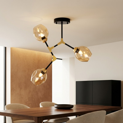 Lüster Kronleuchter Plafongslaampe Plafonglüchter Lampen Gold Modern Glas