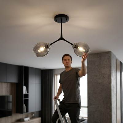 Plafonglüster Lüster Kroonkandelaber Plafongsllamper Lampen Glas Schwaarz