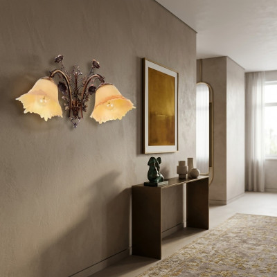Wandlampe Wandliichter Wandliicht Lüster Wand Lampe Blummen Glas Brong.