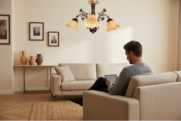 Plafongslamp Blummen Plafongliicht Lüstre Kräigenliichter Lampe Glas Brong.