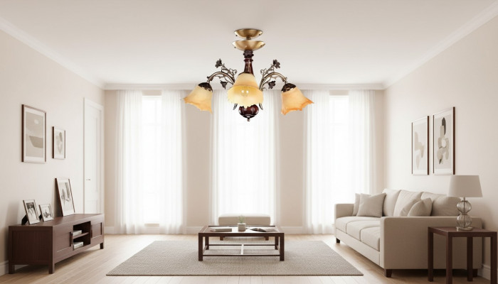 Plafongslamp Blummen Plafongliicht Lüstre Kräigenliichter Lampe Glas Brong.