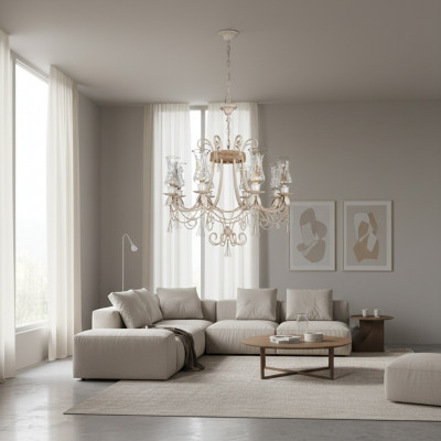 Luxus Plafongslüster Lüster Lustere Plafongslamp Luuchten Glas Beige