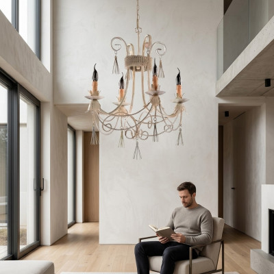 Luxus Plafongsliichter Lüster Krouneliichter Plafongslampe Luuchten Beige Konscht