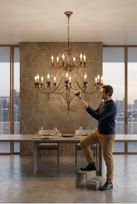Luxus Lüster Plafongsliichter XXL Lüster Plafongslampe Luuchte Gold