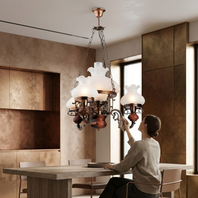 Plafongslamp Lüster Krouneliichter Plafonglamp Lampe Glas Brong Barock
