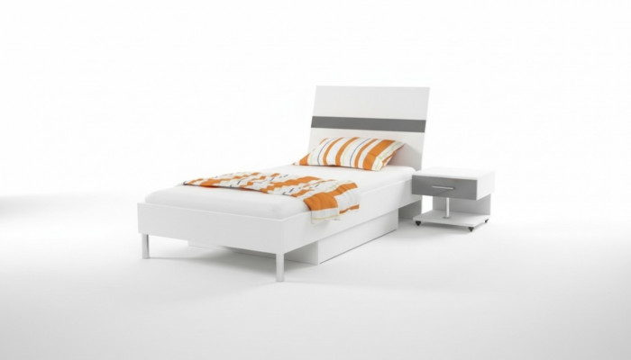 Bett + Nuetsdësch Schlofkummer Jugendzëmmer Kannerzëmmer Set Miwwelen Schwaarz 2 Stéck.