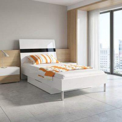 Better Holzdesign Eenzelbett Héichglanz Eenzel Kannerzëmmer Bett Jong Schwaarz