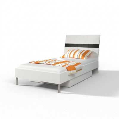 Better Holzdesign Eenzelbett Héichglanz Eenzel Kannerzëmmer Bett Jong Schwaarz