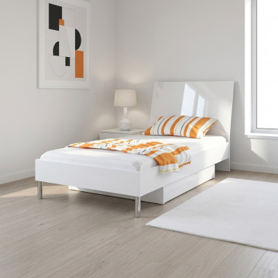 Betten Wäiss Holz Design Eenzelbett Héichglanz Single Kannerzëmmer Bett Meedchen