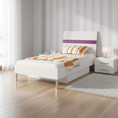Better Lila Holzdesign Eenzelbett Héichglanz Eenzel Kannerzëmmer Bett Meedchen