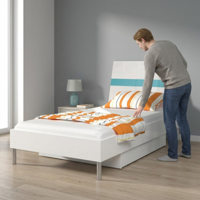 Better Kannbett Kannerzëmmer Bett Kannbett Miwwelen Holz Türkis Héichglanz Nei