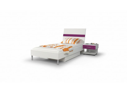 Bett + Nuetsdësch Schlofzëmmer Jugendzëmmer Kannerzëmmer Set Miwwelen Violett 2tlg.
