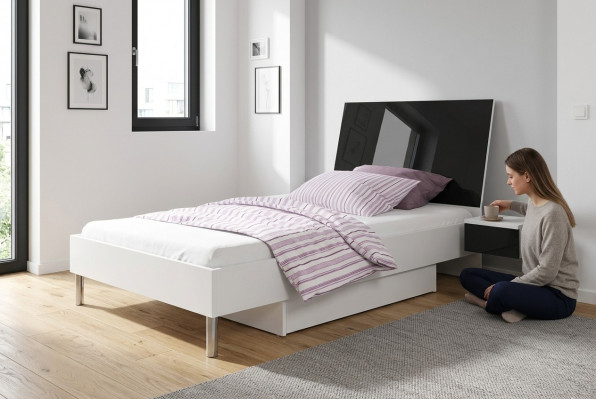 Kannerzëmmer Bett Eenzelbett Jugendzëmmer Schwaarz Holz Schlofzëmmer Better Nei