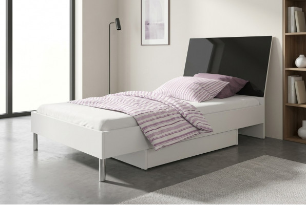 Kannerzëmmer Bett Eenzelbett Jugendzëmmer Schwaarz Holz Schlofzëmmer Better Nei