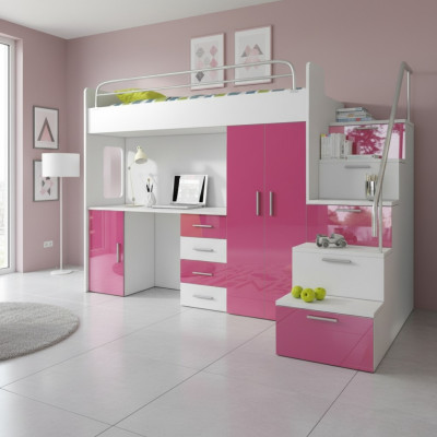 Karmbett Rosa Dësch Schaf Multifunktion Etagen Héichbett Kannerzëmmer