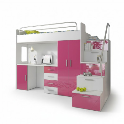 Karmbett Rosa Dësch Schaf Multifunktion Etagen Héichbett Kannerzëmmer