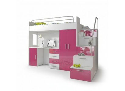 Karmbett Rosa Dësch Schaf Multifunktion Etagen Héichbett Kannerzëmmer