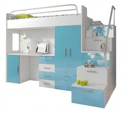Duebelstockbett Etagenbett Bett Kannerbett Jugendbett Héichbett Blo Kannerzëmmer