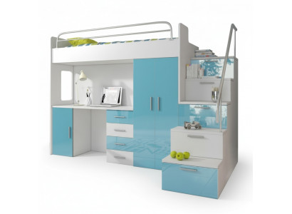 Duebelstockbett Etagenbett Bett Kannerbett Jugendbett Héichbett Blo Kannerzëmmer