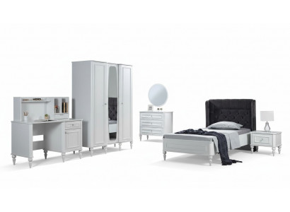 Schlafzimmer Bett Nachttisch Kleiderschrank Kommode Spiegel Neu Luxus Set 6tlg