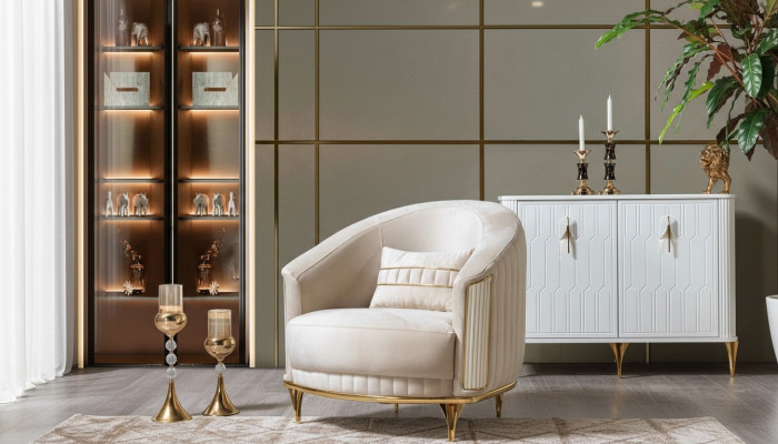 Fauteuil Modern Canapé Sofa Relax Stoff Lounge Textil Sëtz Luxus Sëtz Polyester