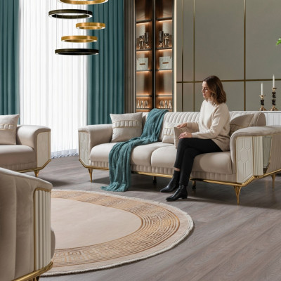 Luxus Dräisëtzer Sofa Couch modern Couchen Textil Stoff Sofasen 234cm