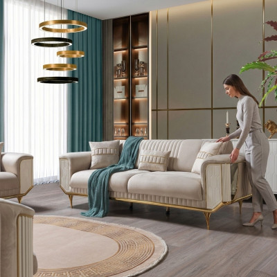 Polster Designer Miwwelen Dräisitze Sofa 3 Sëtzer Sofas Luxus Textil