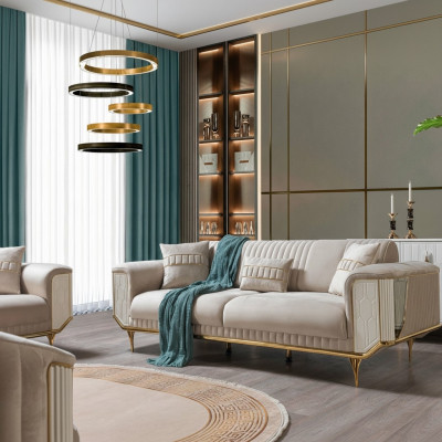 Polster Designer Miwwelen Dräisitze Sofa 3 Sëtzer Sofas Luxus Textil