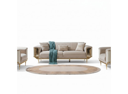 Polster Designer Miwwelen Dräisitze Sofa 3 Sëtzer Sofas Luxus Textil