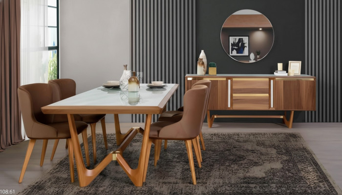 Iessgrupp Dësch Dëscher 6 Deeler Garnitur Nei Iessdësch 4x Stull Stull Iesszëmmer Set