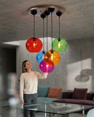Design Luuchten Plafongséieren Modern Sëlwer Wandluucht Lüster Bunt Krounluucht.