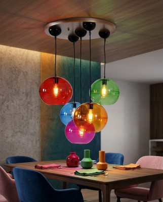 Design Luuchten Plafongséieren Modern Sëlwer Wandluucht Lüster Bunt Krounluucht.