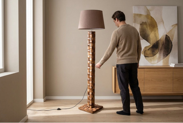 Stehlampe Stehlampe Stand Steh Luuchten Lampen Luucht Braun Miwwel Luucht Nei