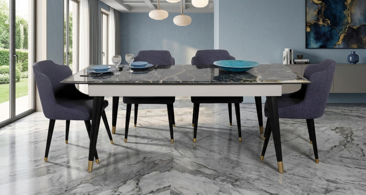 Luxus Iesszëmmer Dësch Design 4x Still Iessgrupp Lehnsstill Set Garnitur Miwwelen