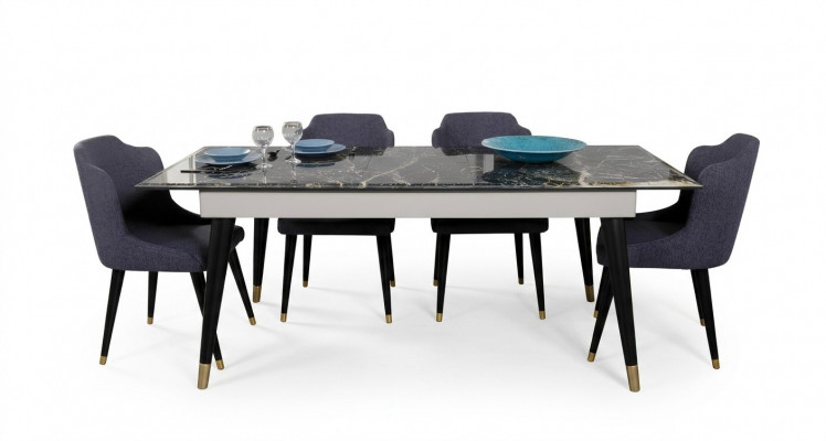 Luxus Iesszëmmer Dësch Design 4x Still Iessgrupp Lehnsstill Set Garnitur Miwwelen