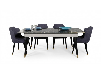 Luxus Iesszëmmer Dësch Design 4x Still Iessgrupp Lehnsstill Set Garnitur Miwwelen